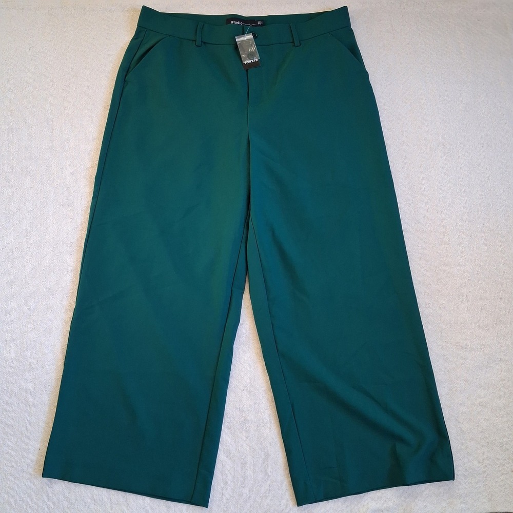 torrid wide leg studio refined crepe high leg pant garden 16 short office work